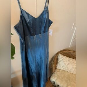 Birdy Grey Blue Satin Gown